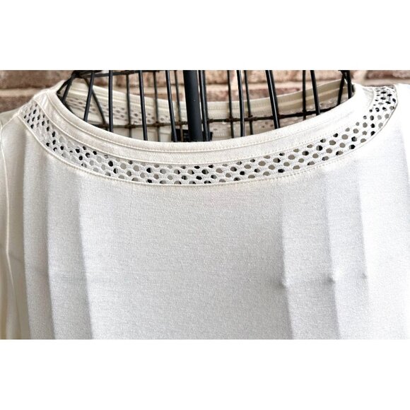 J Jill Dress XS Extra Small Cream Work Casual Church Open Cut Neck Hemline - Picture 10 of 12